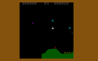 Suicide Run (Commodore 16, Plus/4) screenshot: Approaching the surface of Mars