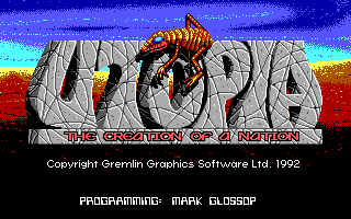 Utopia: The Creation of a Nation (DOS) screenshot: Title screen (EGA)