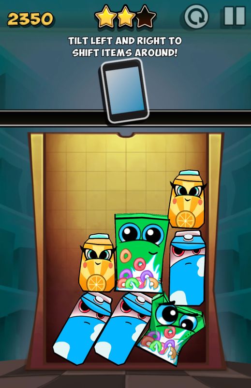 Bag It! (Android) screenshot: The game explains how you can move the device to shift the items around.