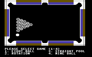 IDSI's Rack 'em Up! (Commodore 64) screenshot: Select a game