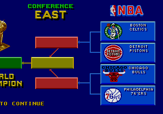 Lakers versus Celtics and the NBA Playoffs (Genesis) screenshot: Playoff mode.