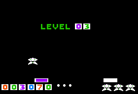Lancaster (Apple II) screenshot: Progressing to level 03.