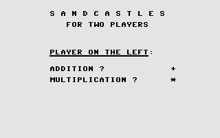 Sandcastles and Paramaths (Commodore 16, Plus/4) screenshot: Sandcastles: Title Screen
