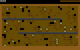 1k-mini-bdash (Commodore 16, Plus/4) screenshot: Lets get the diamonds
