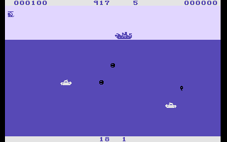 Wolf Pack (Commodore 16, Plus/4) screenshot: Dropping bombs
