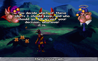The Legend of Kyrandia: Book 3 - Malcolm's Revenge (DOS) screenshot: Uh-oh. This is getting serious. Choose wisely, player!..