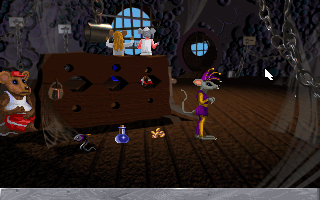 The Legend of Kyrandia: Book 3 - Malcolm's Revenge (DOS) screenshot: Malcolm is turned into a mouse! Oh no...
