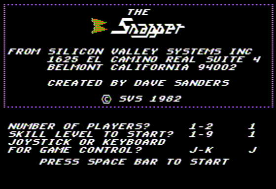 Screenshot of The Snapper (Apple II, 1982) - MobyGames