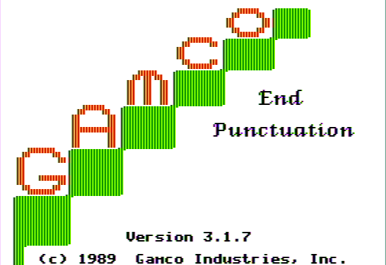 End Punctuation (Apple II) screenshot: Title Screen