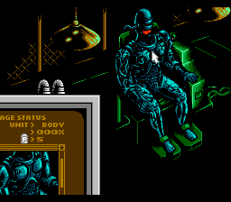 RoboCop 3 (NES) screenshot: being repaired after having completed a level