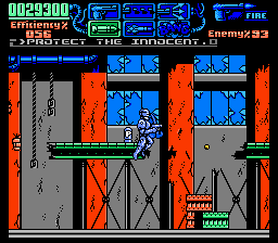 RoboCop 3 (NES) screenshot: A boss battle against some sort of a ninja