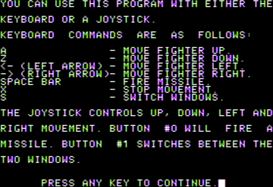 Raven-7 & Submarine Command! (Apple II) screenshot: Raven-7 Instructions