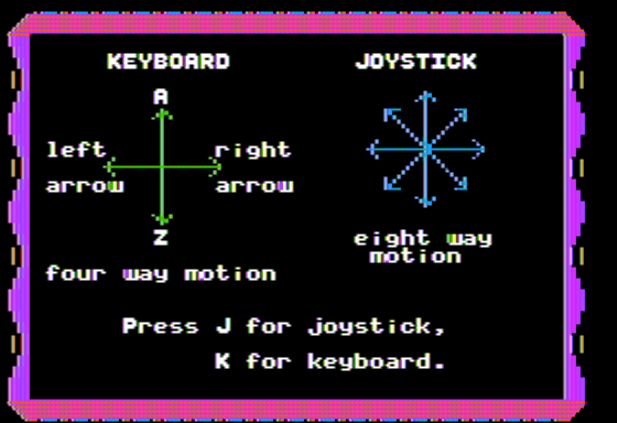 Spider Raid (Apple II) screenshot: Directions