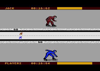 Winter Events (Atari 8-bit) screenshot: Speed Skating