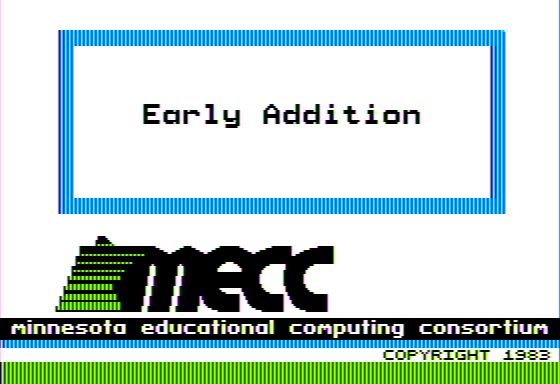 Early Addition (Apple II) screenshot: Title Screen
