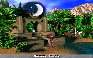 The Legend of Kyrandia: Book 3 - Malcolm's Revenge (DOS) screenshot: You attempt to solve the altar puzzle. Placing a diamond produces this enigmatic result
