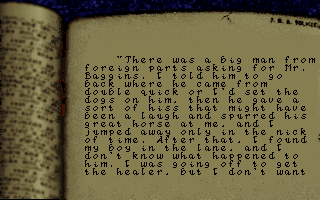 J.R.R. Tolkien's The Lord of the Rings, Vol. I (DOS) screenshot: Story-advancing paragraphs (CD version). In the floppy version, these don't appear in game and have to be tracked down in the manual as copy protection