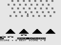 Space Intruders (ZX81) screenshot: Blast the aliens.