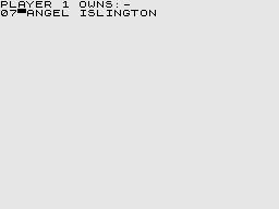 ZX81 Monopoly (ZX81) screenshot: List of properties owned.