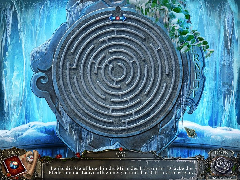 Living Legends: Frozen Beauty (Collector's Edition) (Windows) screenshot: Another puzzle, move the ball through the maze.