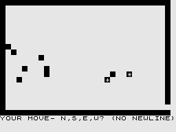 Dragon Maze (ZX81) screenshot: Dragon is close.