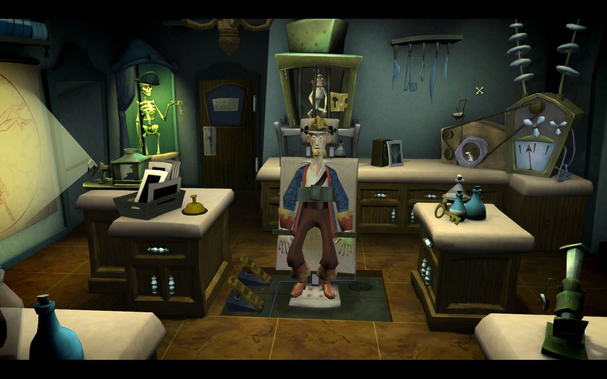 Tales of Monkey Island: Chapter 1 - Launch of the Screaming Narwhal (Windows) screenshot: A number of ingenious puzzles needs to be solved to escape here.