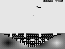 The First (ZX81) screenshot: Bomber: Bomb the dam.