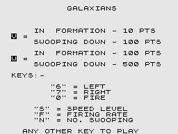 Galaxians & Gloops (ZX81) screenshot: Galaxians: Title Screen.