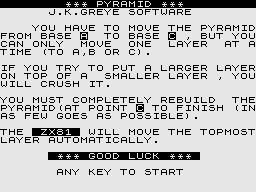 Starfighter / Pyramid / Artist (ZX81) screenshot: Pyramid: Title screen.