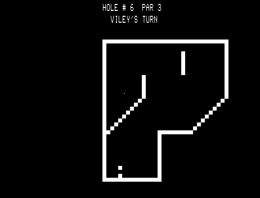 9-Hole Miniature Golf (TRS-80) screenshot: Plan your stroke carefully...