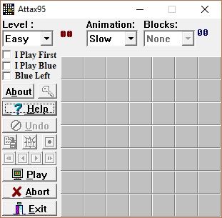 Attax95 (Windows 3.x) screenshot: The usual 7x7 board