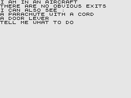 Espionage Island (ZX81) screenshot: Start of your adventure.