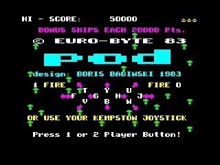 Pod (ZX Spectrum) screenshot: Starting Screen.