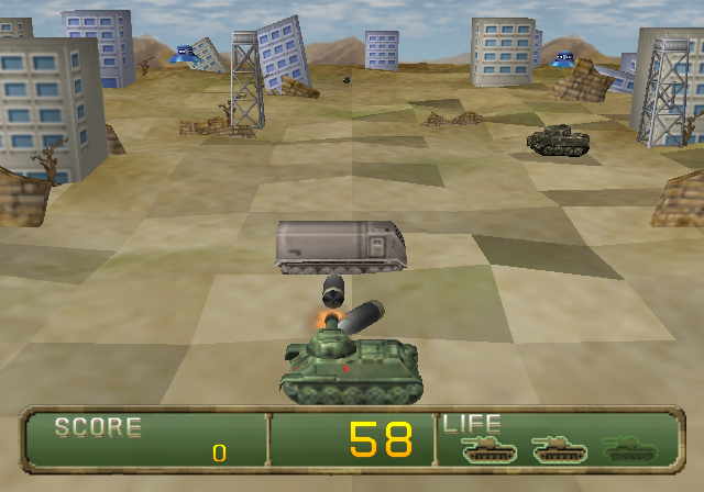 Metal Saga (PlayStation 2) screenshot: Playing a tank arcade minigame!..