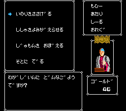 Deep Dungeon III: Yūshi e no Tabi (NES) screenshot: Pray?