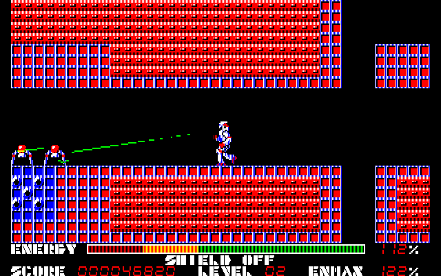 Thexder (PC-88) screenshot: Shooting at enemies