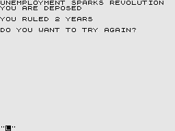 Kingdom of Nam (ZX81) screenshot: You are deposed.