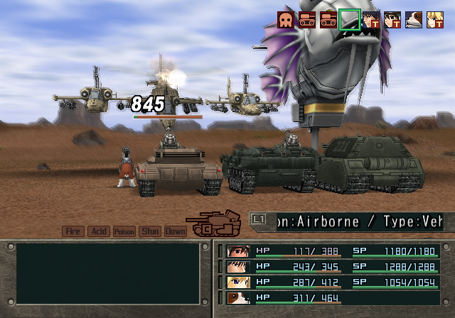 Metal Saga (PlayStation 2) screenshot: Impressive flying monsters in a desert