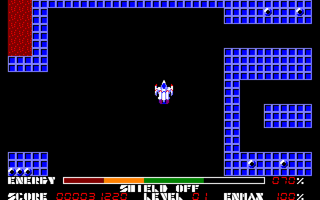 Thexder (PC-88) screenshot: Transform into a jet to reach places you can't get into in robot form