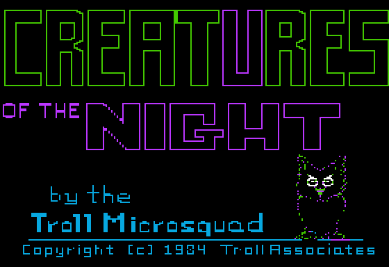 Creatures of the Night (Apple II) screenshot: Title Screen