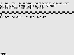 The Knights Quest (ZX81) screenshot: Outside Camelot.