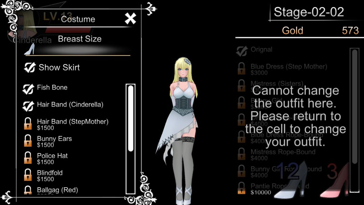 Cinderella Escape! (Windows) screenshot: Customize clothes, enjoy your fetishes