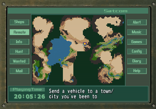 Metal Saga (PlayStation 2) screenshot: The very helpful Satcom - a portable computer with wealth of information