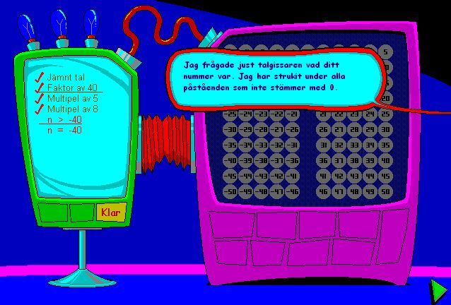 Math Blaster Mystery: The Great Brain Robbery (Windows 3.x) screenshot: If you answer incorrectly when the machine queries you, you get told off - no lying to the machines.