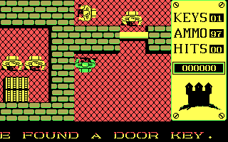 Into the Eagle's Nest (DOS) screenshot: Found a key (CGA)