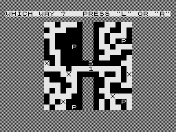 Mazogs (ZX81) screenshot: Map of part of the maze.