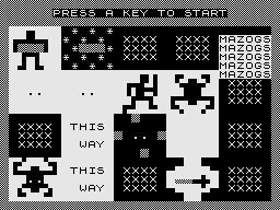 Mazogs (ZX81) screenshot: Tilte Screen.