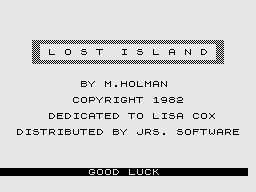 Lost Island (ZX81) screenshot: Title Screen.