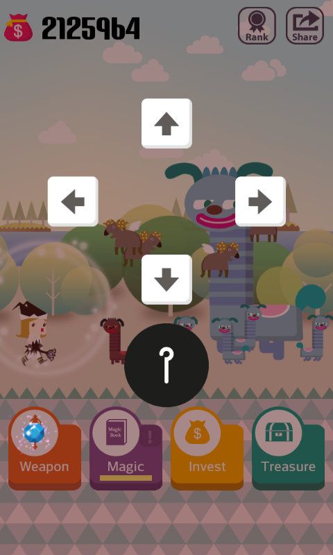 Pocket Wizard: Magic Fantasy! (Android) screenshot: The magic input screen - certain directional inputs will release a powerful magic.