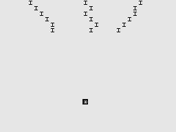 Nightmare Park (ZX81) screenshot: Poison darts heading towards you.